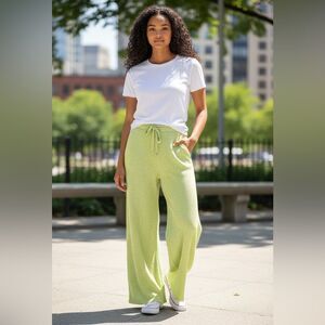 Roxy Green & White Drift Away Flowy Pants